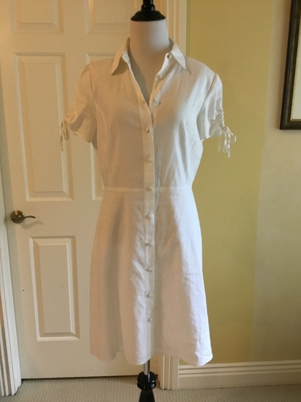 Theory White Linen Blend Sheath Dress